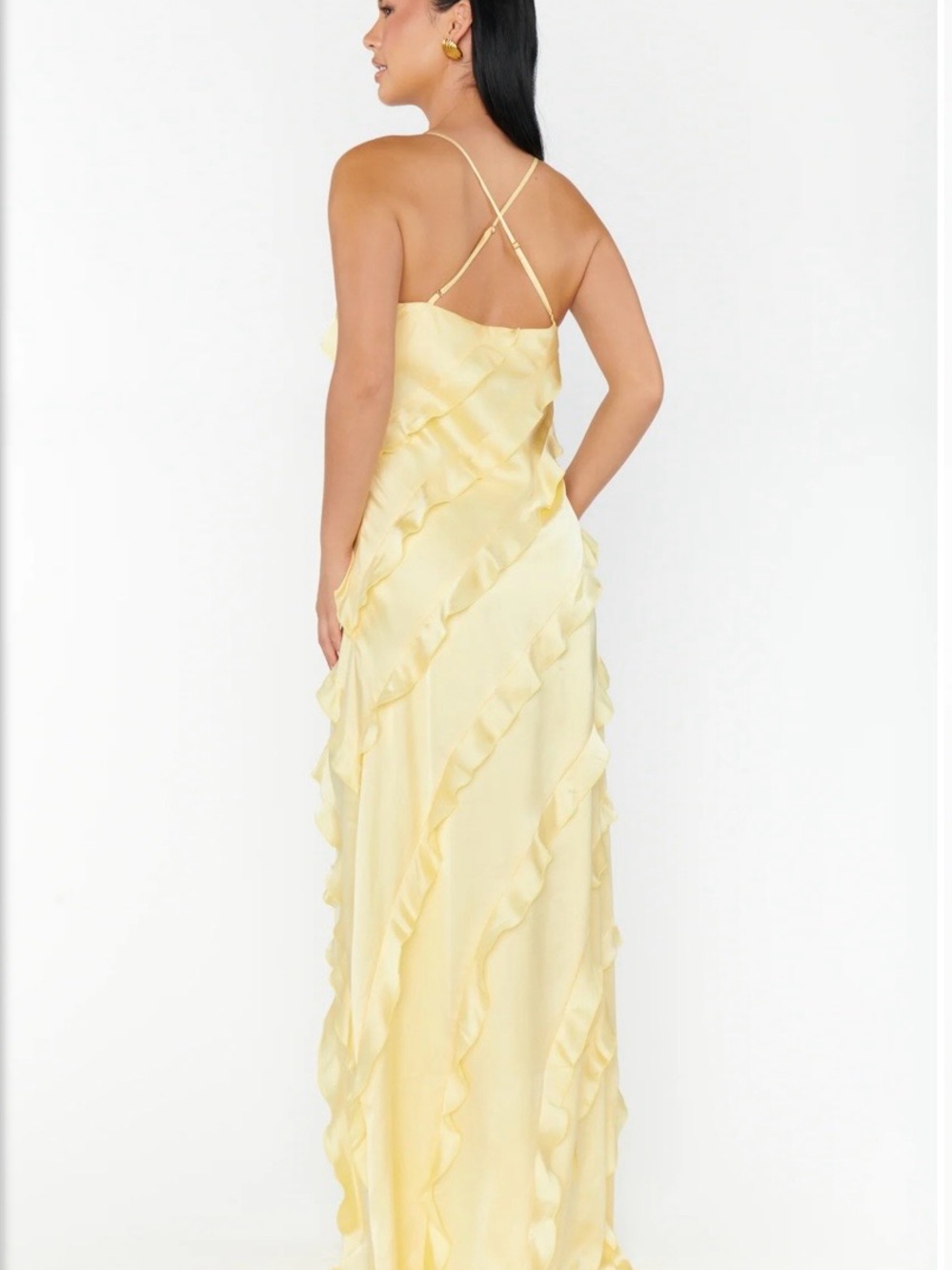 Show Me Your MuMu Yellow Ruffle Slip Dress - Picture 2 of 4